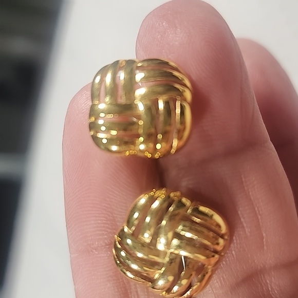 Napier Elegant Gold Plated Woven Earrings. - Picture 4 of 6